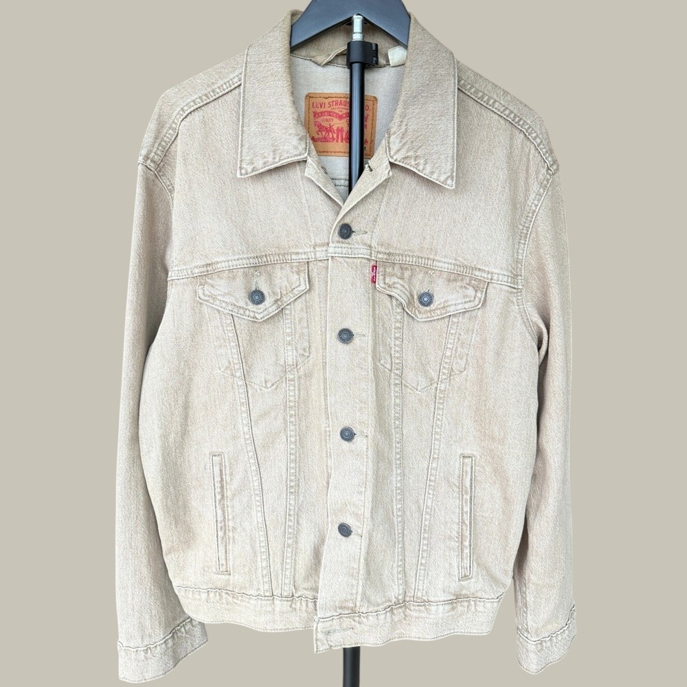 Levis Unisex Retro S40116 Tan Denim Jean Trucker Jacket Size Large Cotton